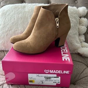 Madeline tan suede bootie.